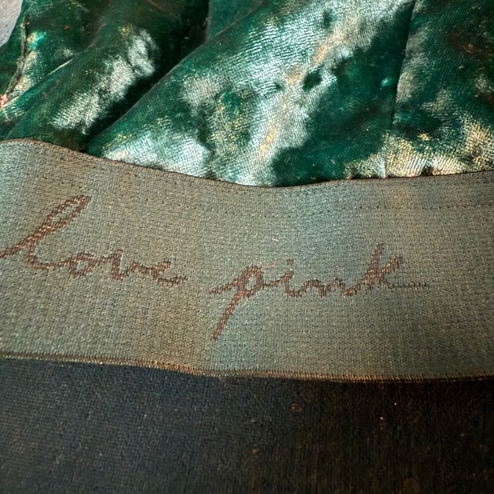 Love Pink Velvet Bralette Green‎ Strappy Triangle Bralette Size Small